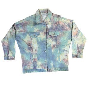 Rainbow Tie Dye Jean Jacket - Women M